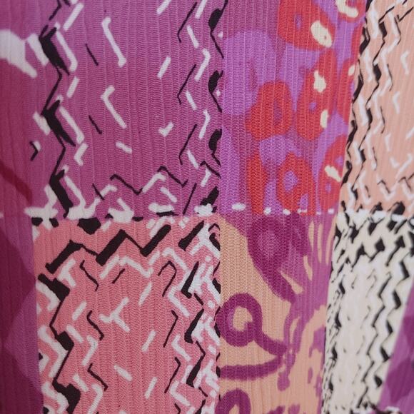 Allison Daley Size 16P Petite Button Up Purple Square Quarter Sleeve Retro - Picture 4 of 10